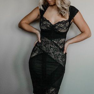 Black Lace Nicole Miller Midi Dress